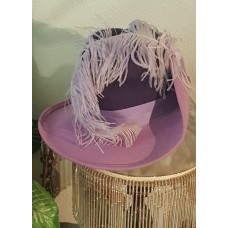 Vintage Mujers Purple & Lavender 100% Wool Hat with Sash & Feathers By Coralie  eb-21645327